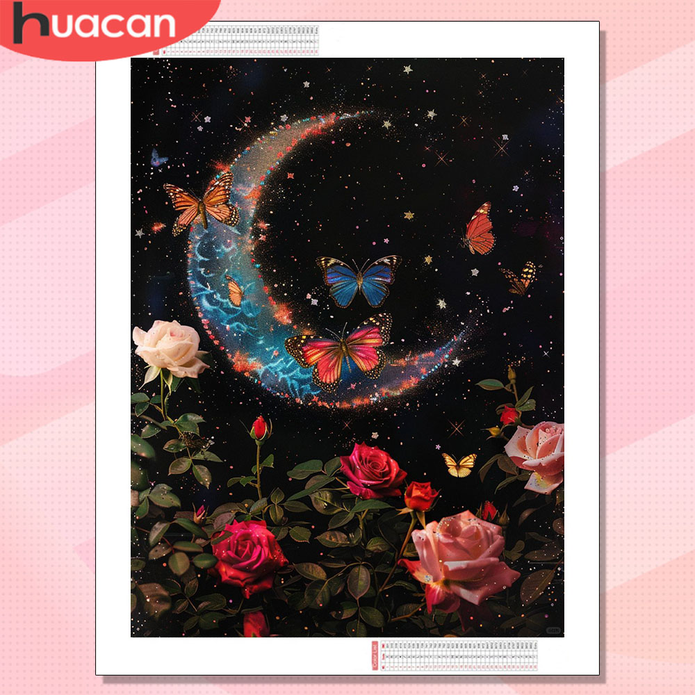 Resin Art With Rose - HUACAN Diamond Painting 5d Moon Landscape