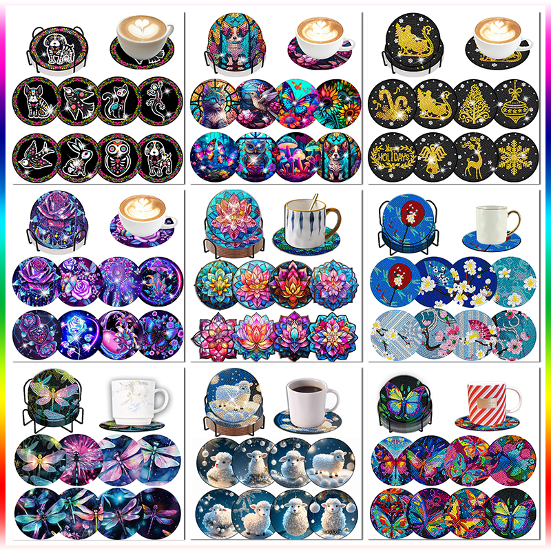 Resin Art Coasters - Diamond Painting Art Coasters with Holder
