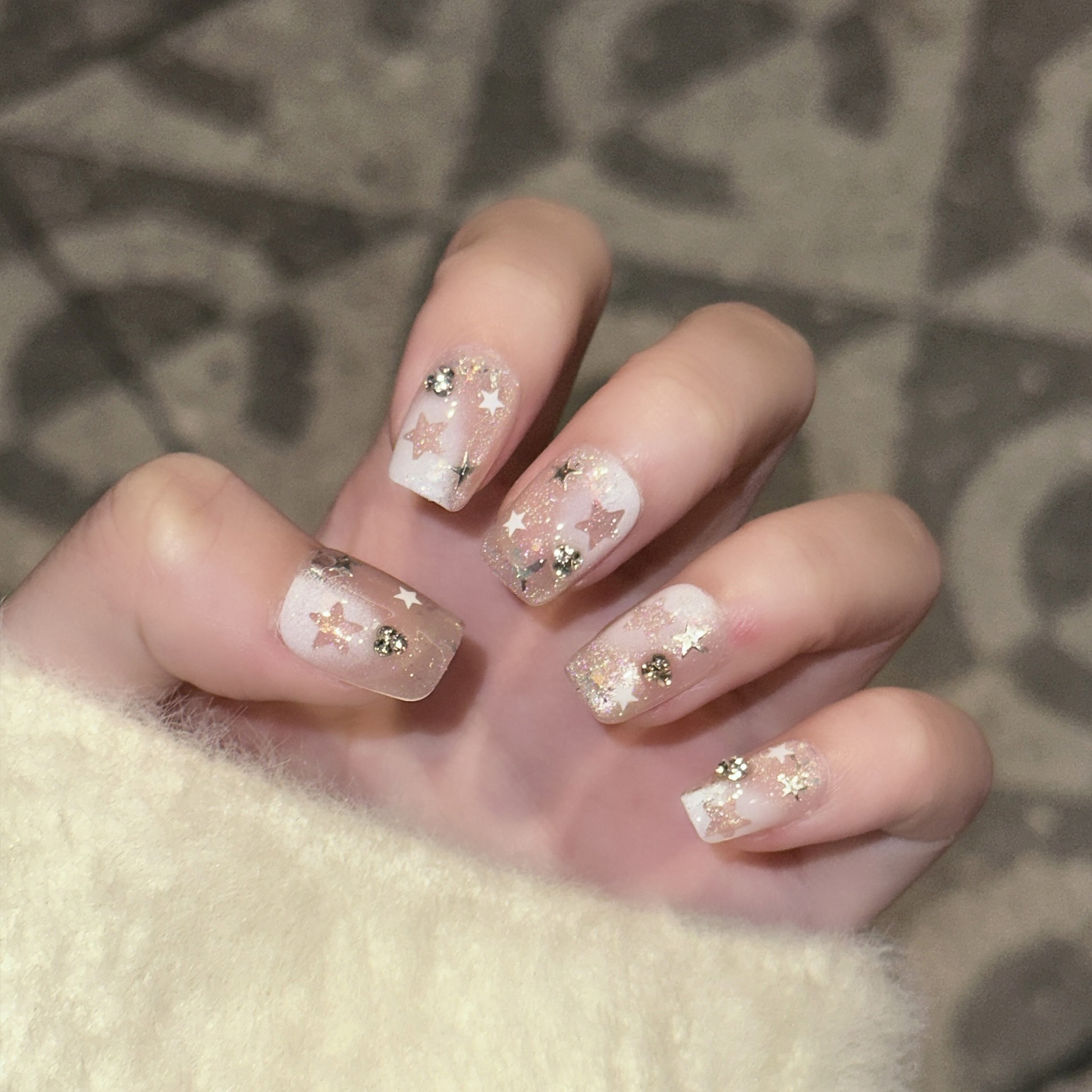 Resin Art Design - 10PCS Short Square Fake Nails with