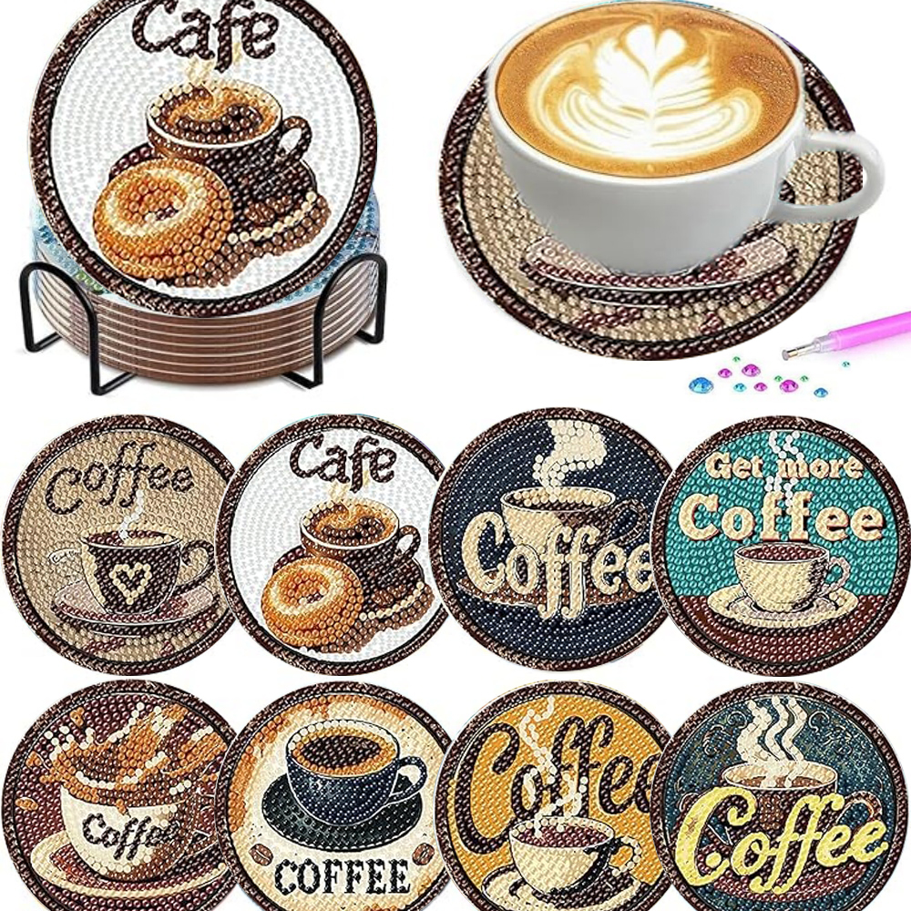 Resin Art Coasters - 8 pieces/set of diamond painted coaster