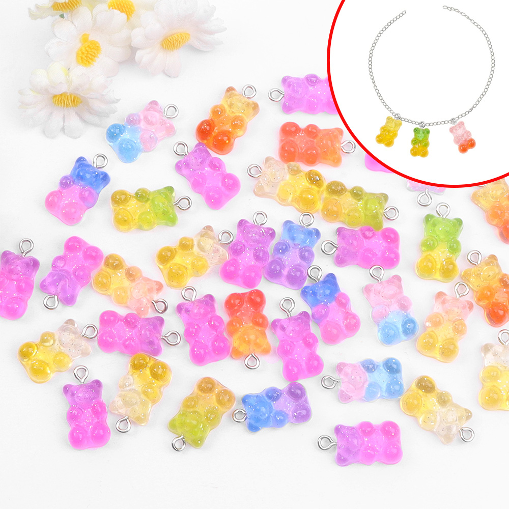 Resin Art Craft - 60pcs Dual Color Resin Bear Shaped