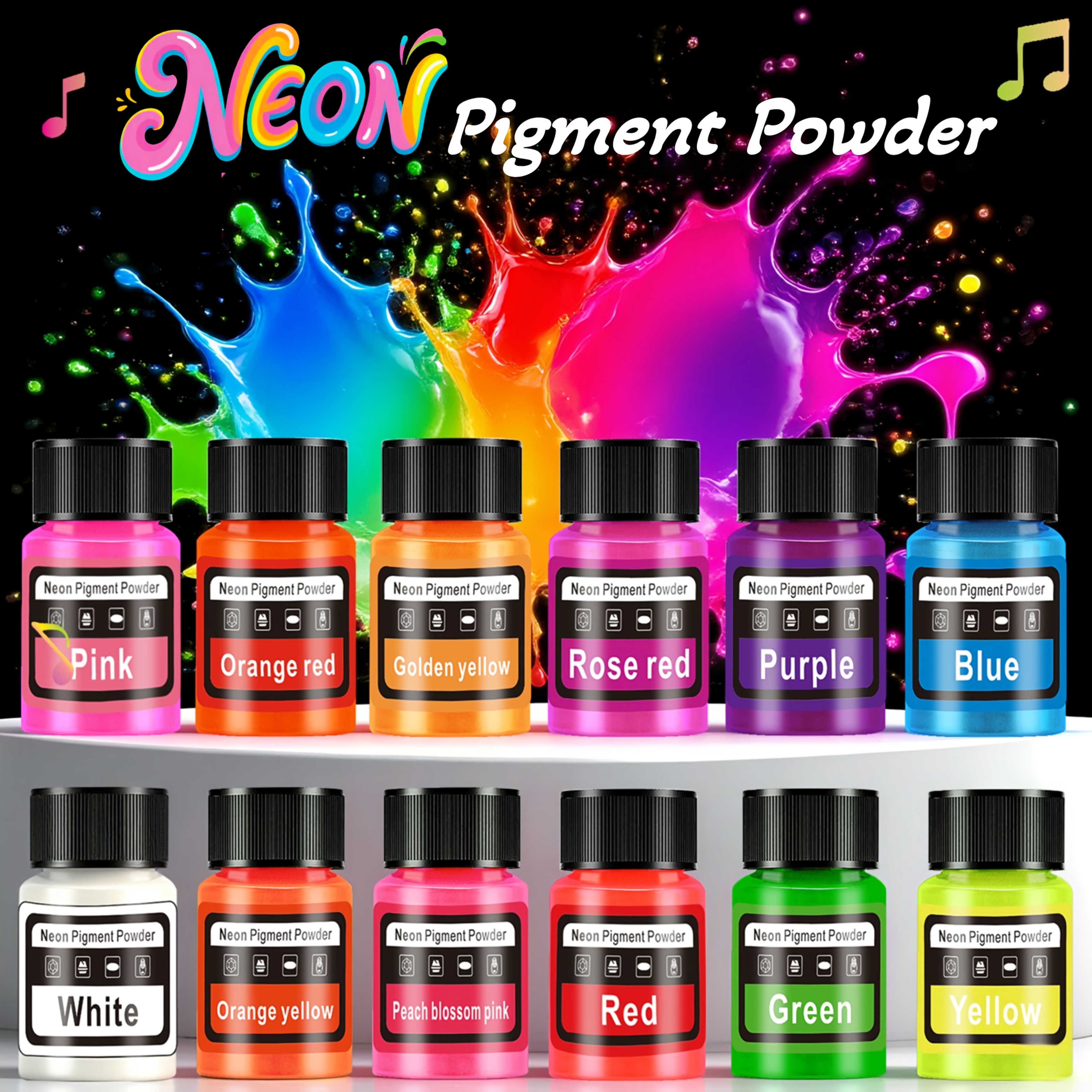 Resin Art Pro - Fluorescent Powder/Neon Resin Dye, 6 Colors,