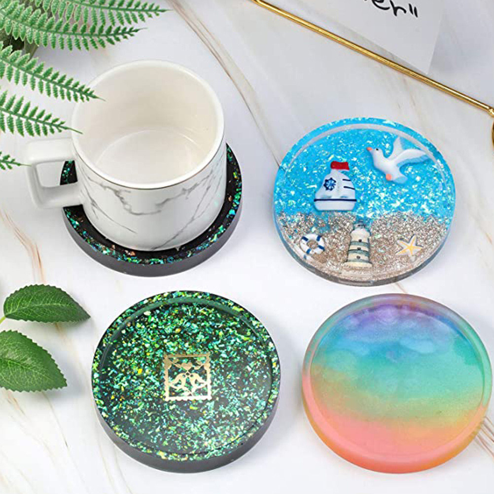 3Pcs Food Grade Silicone Round - Resin Art Coasters ulasan dan harga