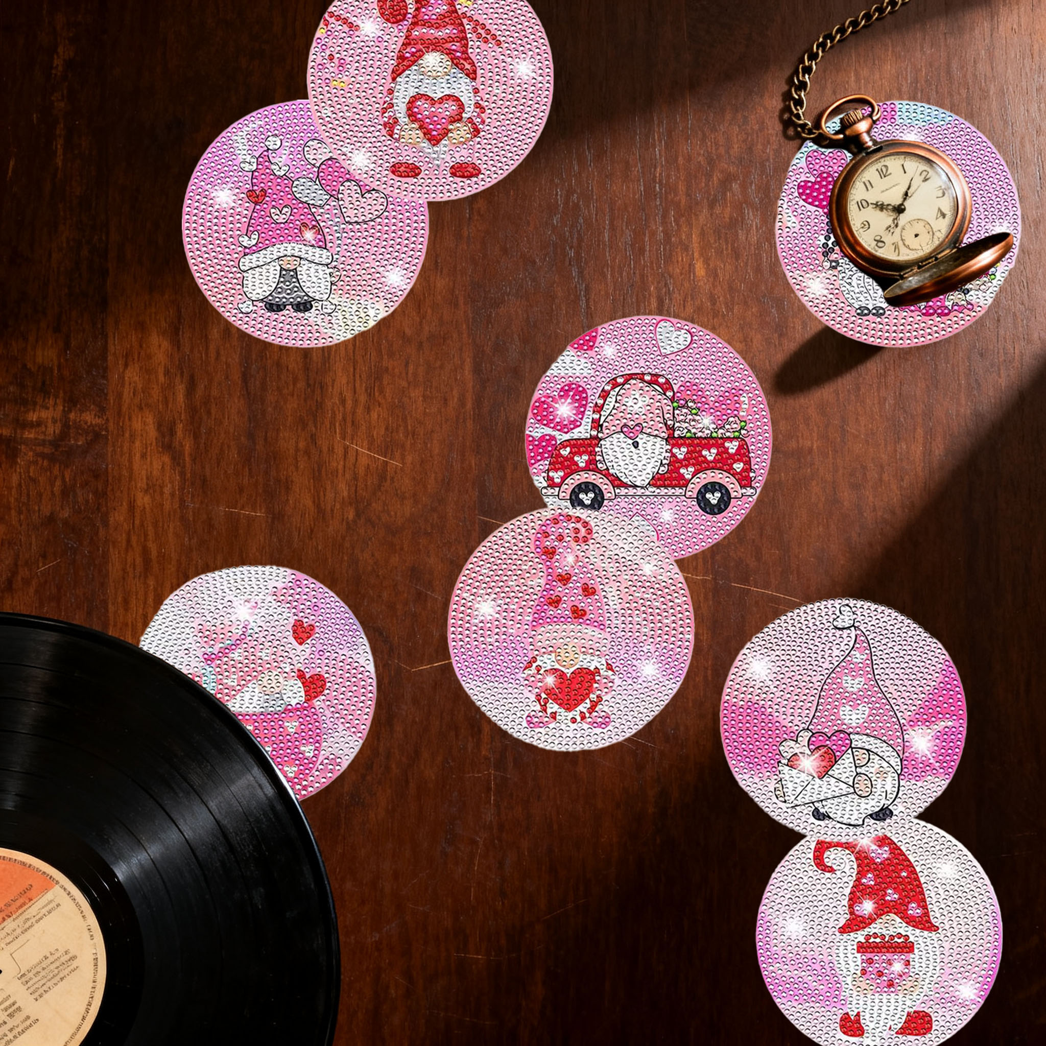8PCS Valentine's Day Gnome Dia - Resin Art Coasters ulasan dan harga