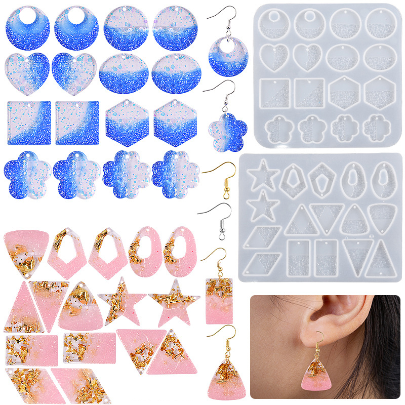 Earring Pendant Epoxy Silicone - Resin Art Alphabet ulasan dan harga
