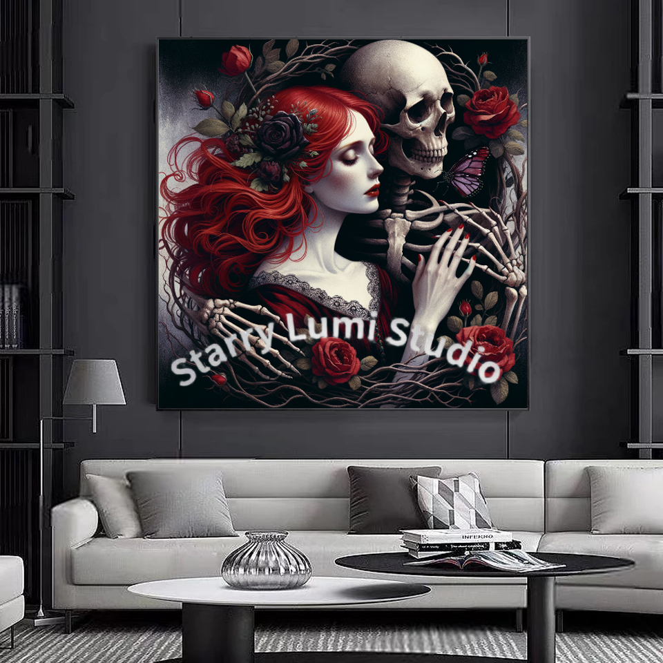 5D Diamond Painting Gothic Lad - Resin Art With Rose ulasan dan harga