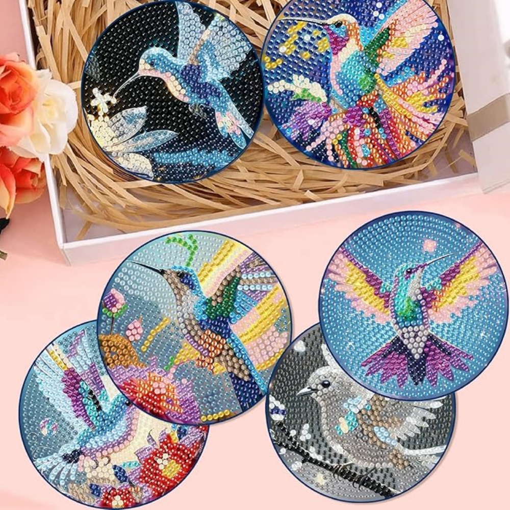 8 pieces of diamond art painti - Resin Art Coasters ulasan dan harga