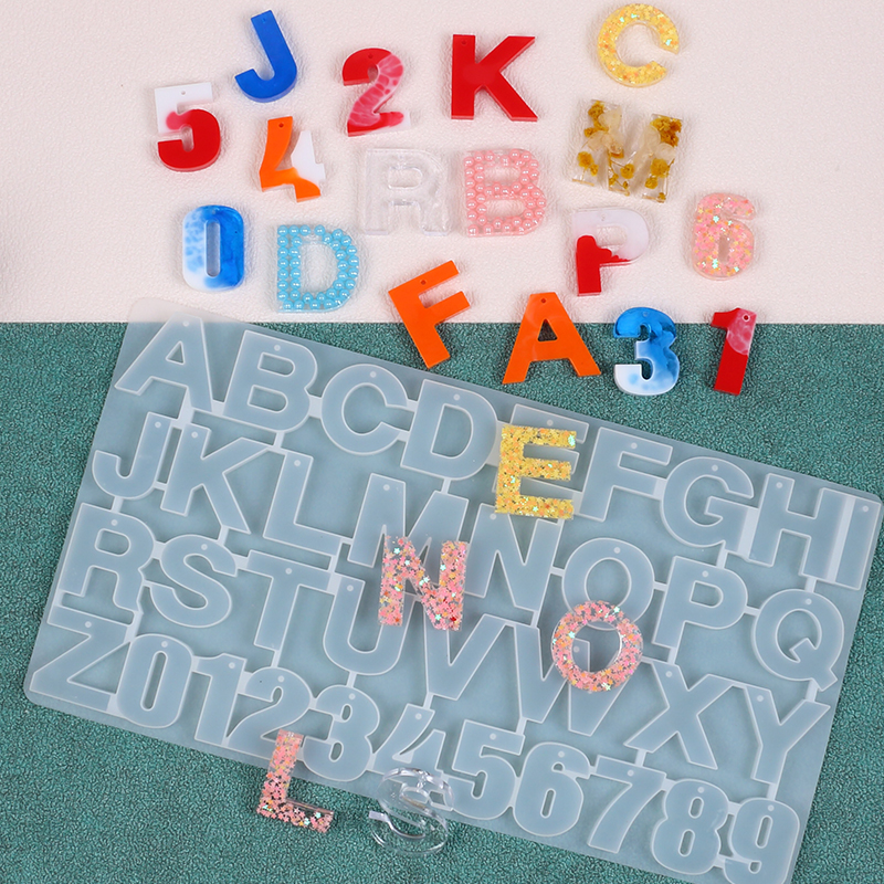 Letter Number Keychain Silicon - Resin Art Alphabet ulasan dan harga
