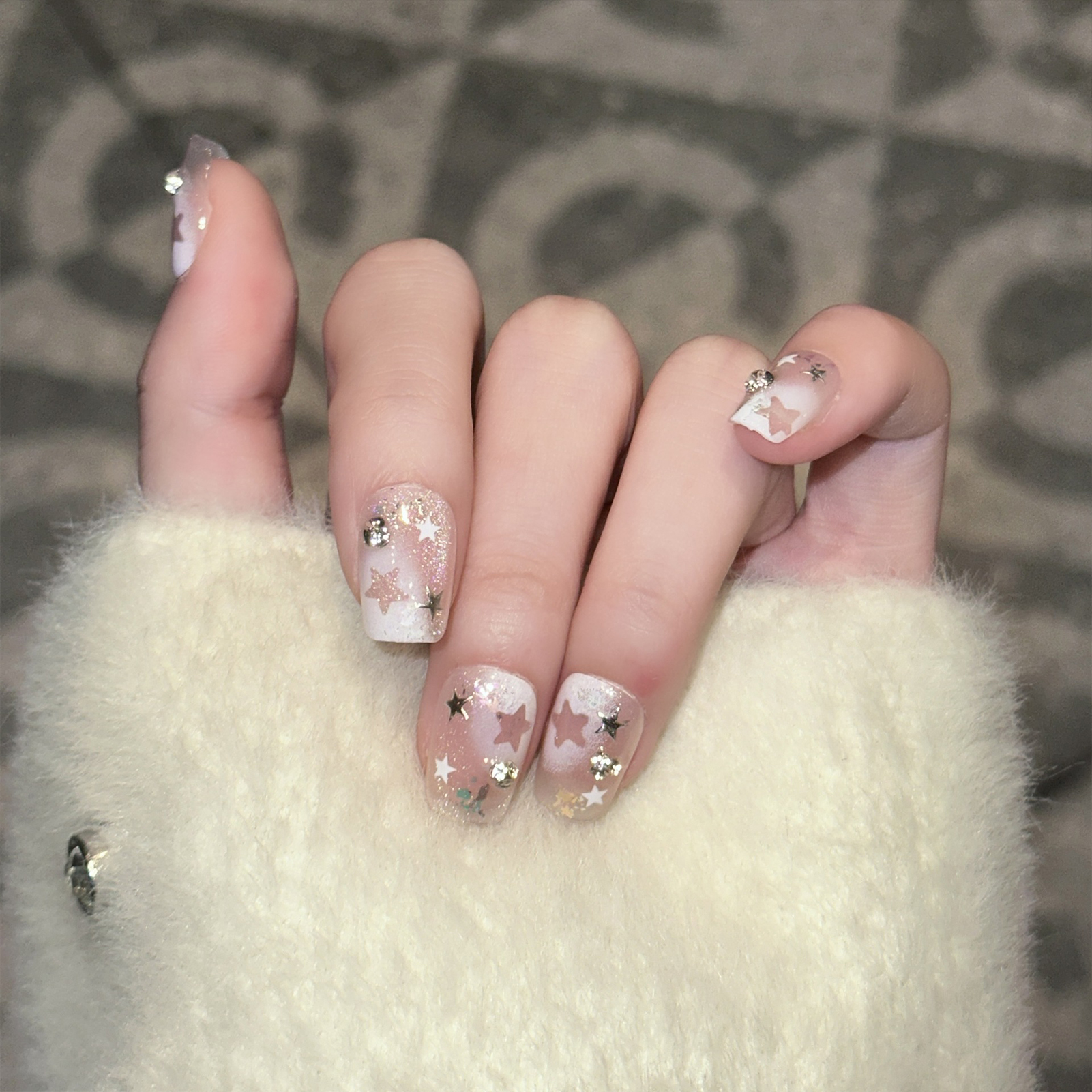 10PCS Short Square Fake Nails  - Resin Art Design ulasan dan harga