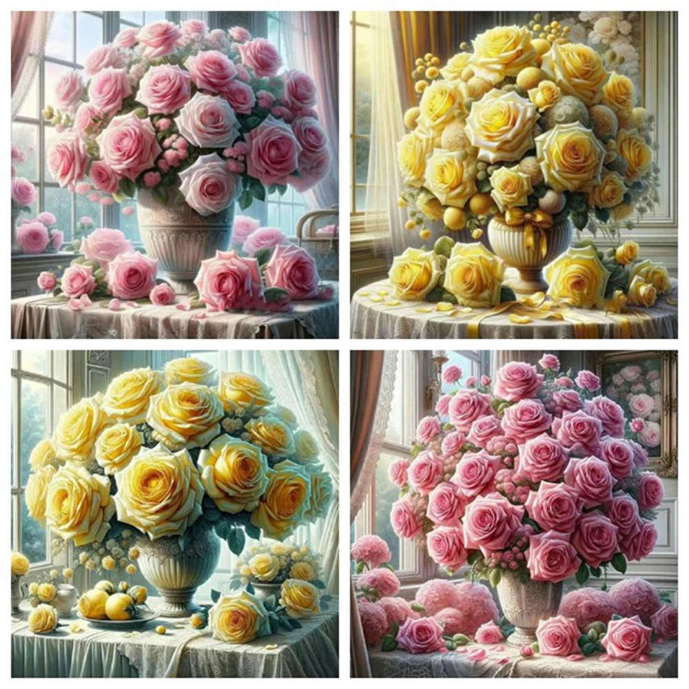 1PC frameless  5D Diy Diamond  - Resin Art With Rose ulasan dan harga