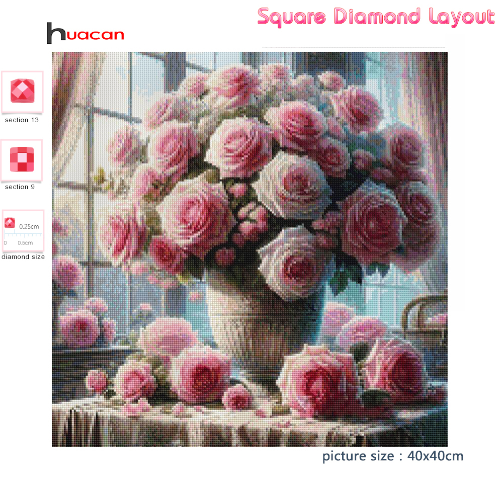 1PC frameless  5D Diy Diamond  - Resin Art With Rose ulasan dan harga