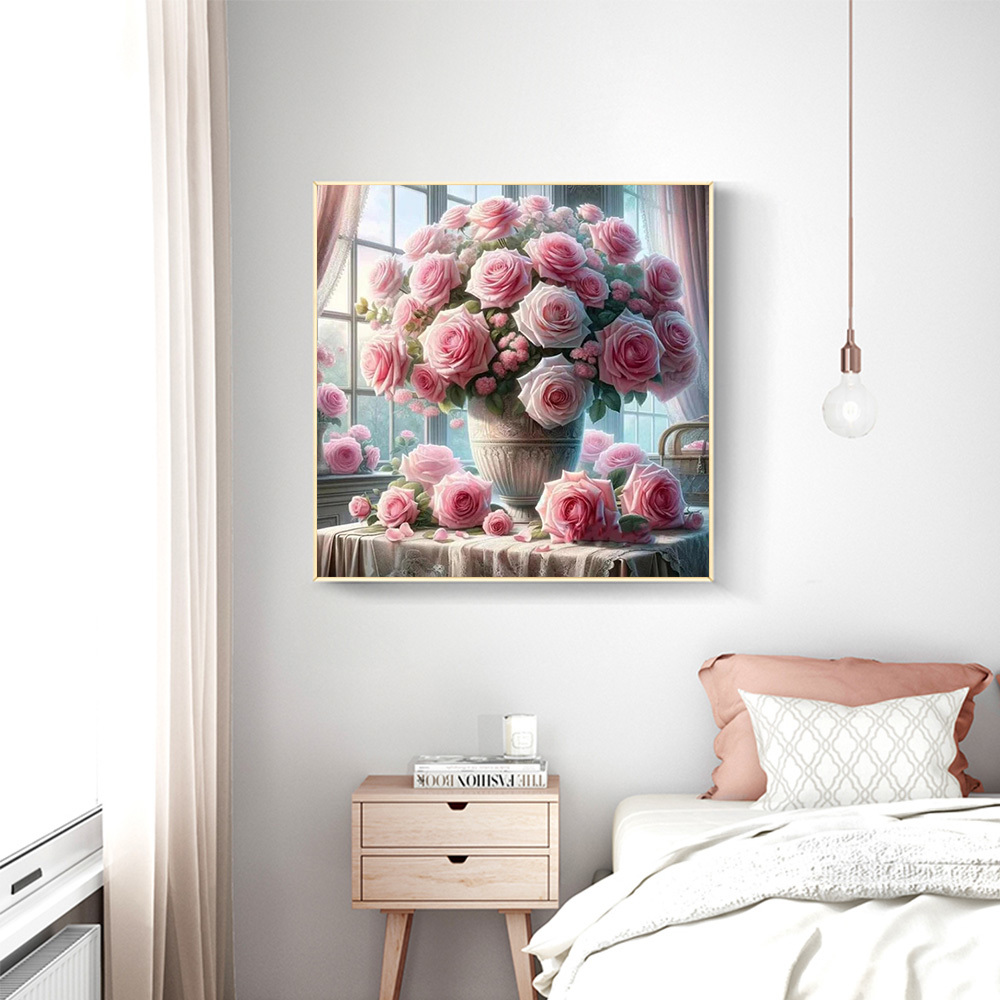 1PC frameless  5D Diy Diamond  - Resin Art With Rose ulasan dan harga