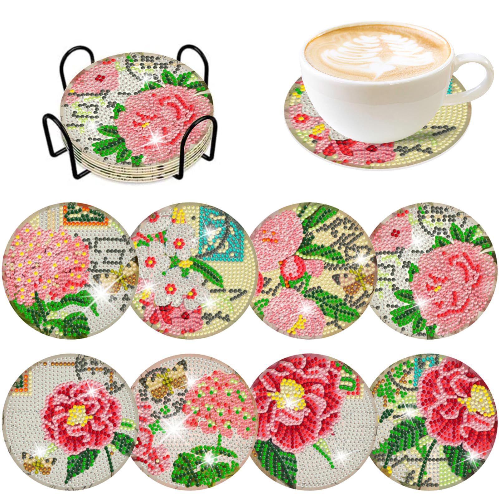 RUOPOTY 8pc/sets Diamond Paint - Resin Art Coasters ulasan dan harga