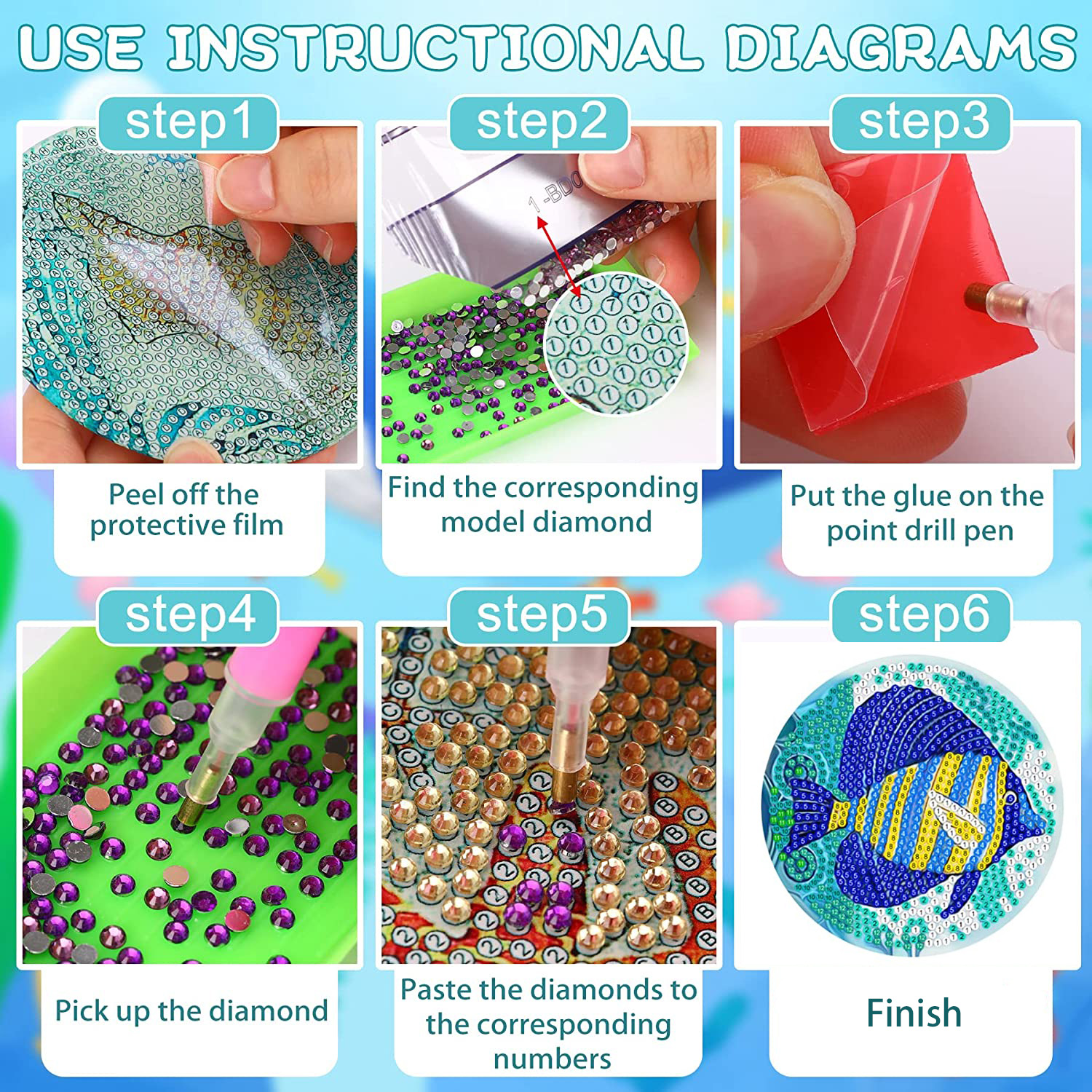 RUOPOTY 8pc/sets Diamond Paint - Resin Art Coasters ulasan dan harga