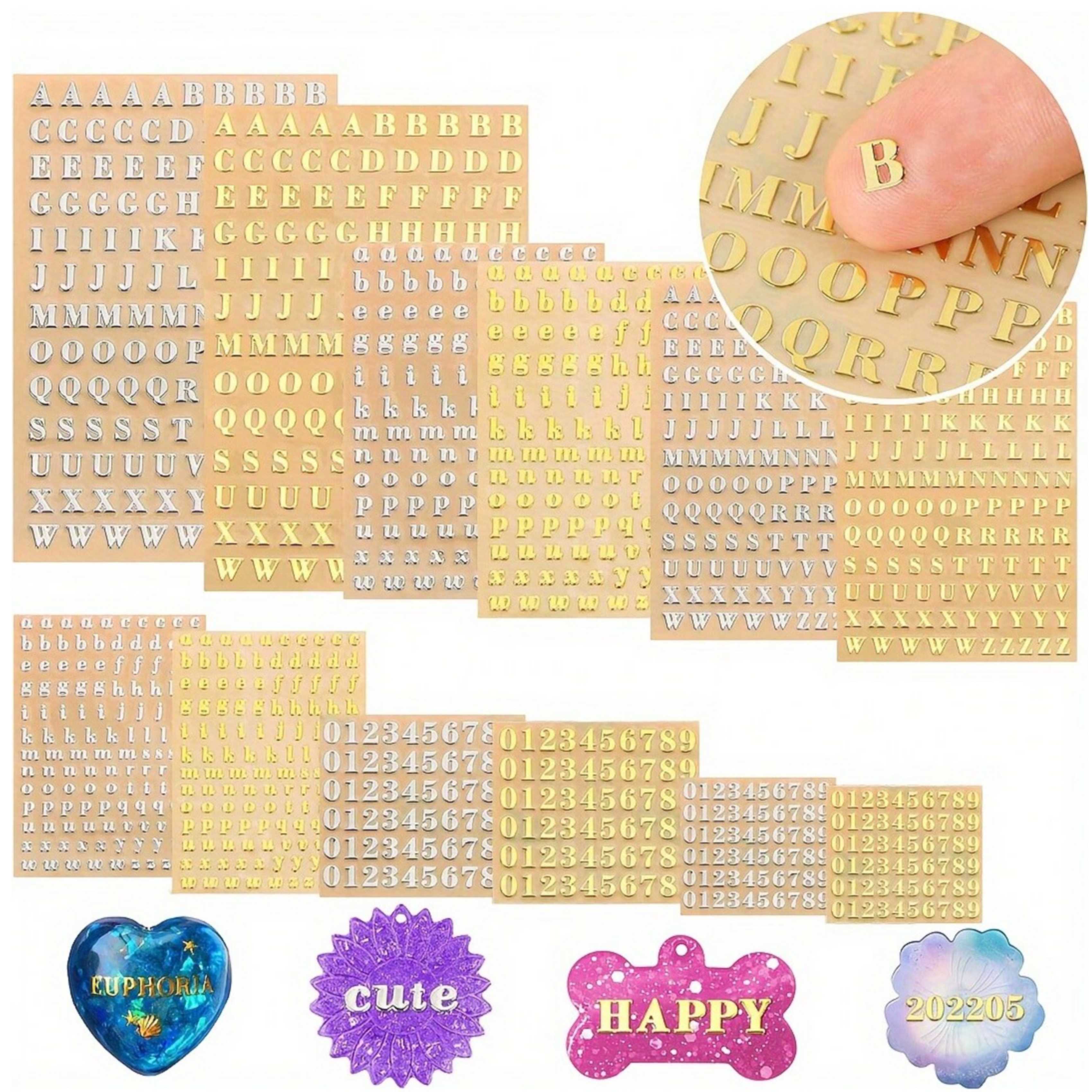 12 Letter Resin Stickers, Mini - Resin Art Alphabet ulasan dan harga
