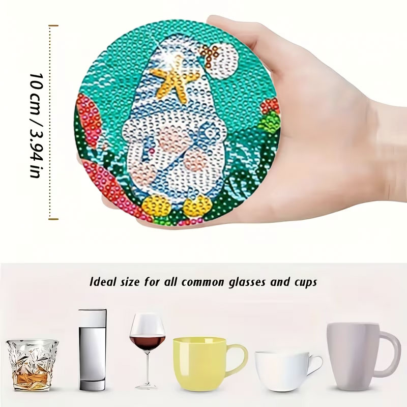 8PCS Summer Ocean Gnome Diamon - Resin Art Coasters ulasan dan harga