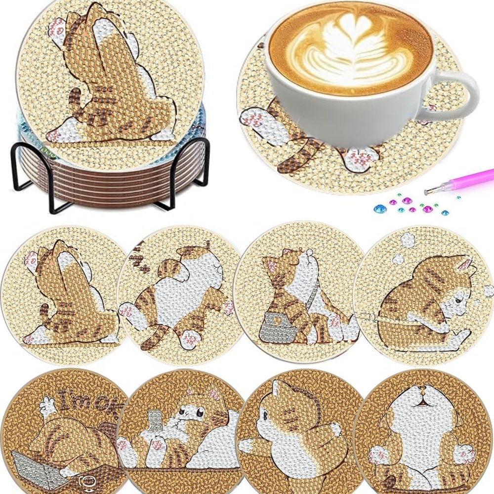8 pieces/set of diamond painte - Resin Art Coasters ulasan dan harga