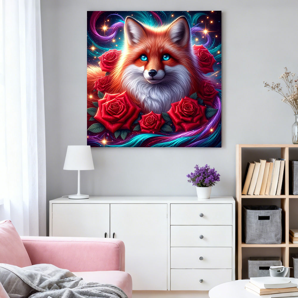 HUACAN Diamond Painting Fox An - Resin Art With Rose ulasan dan harga