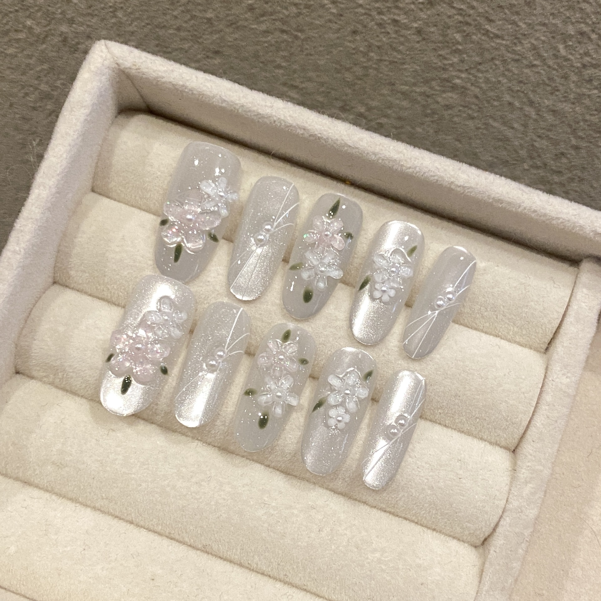 10pcs Glitter Sliver Press On  - Resin Art Design ulasan dan harga