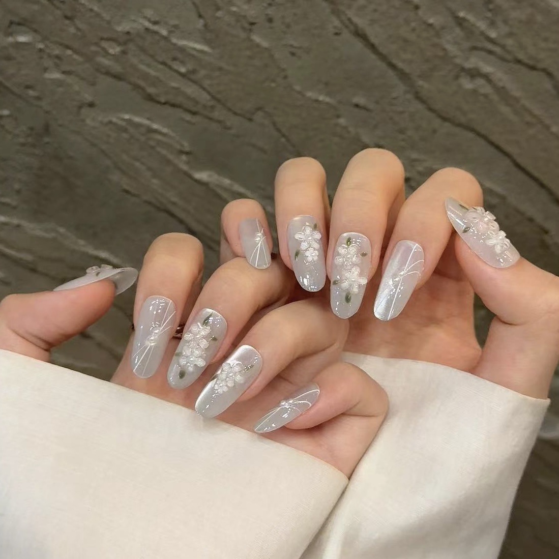 10pcs Glitter Sliver Press On  - Resin Art Design ulasan dan harga