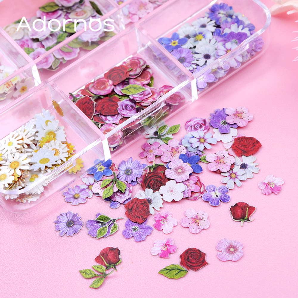 6 Grids Flowers Wood Pulp Chip - Resin Art Design ulasan dan harga
