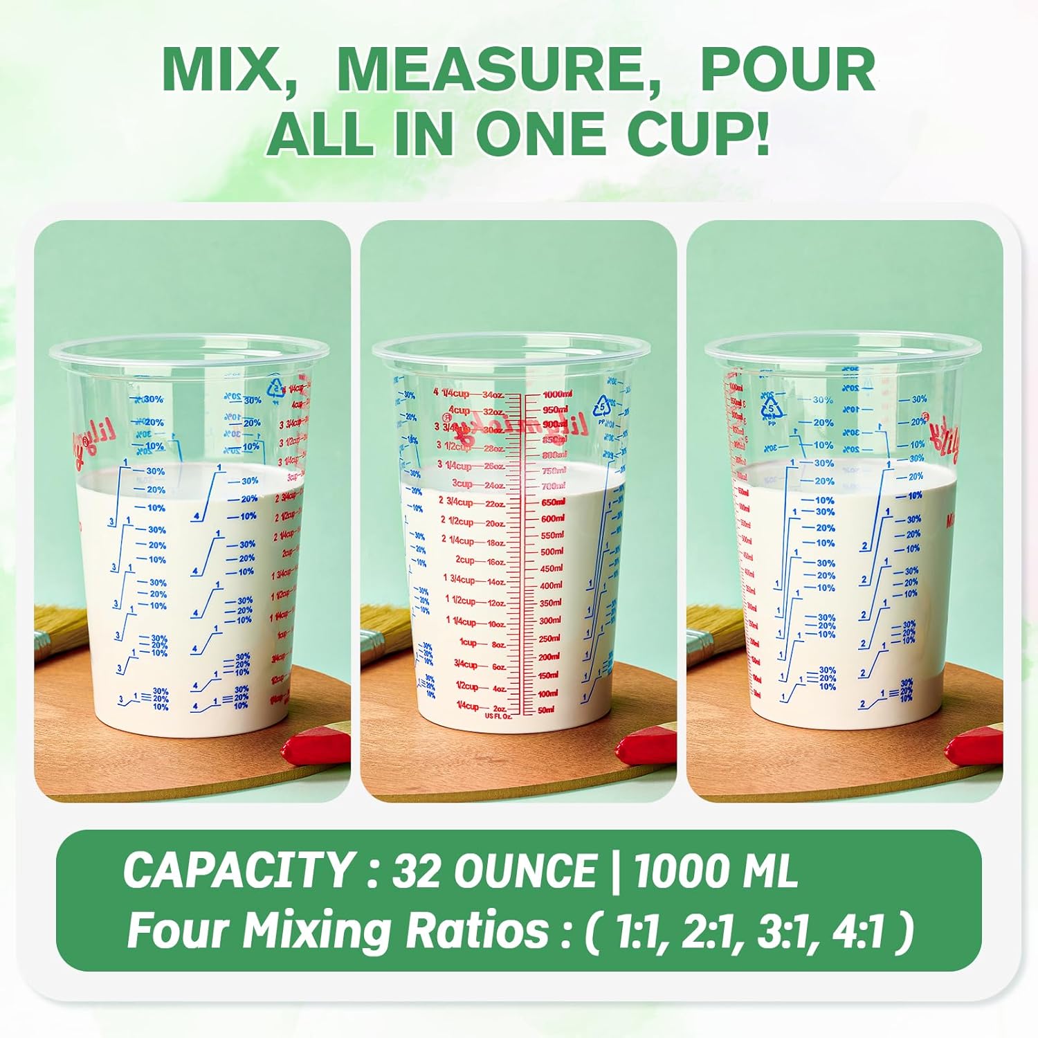25 Pack 32 oz Plastic Measurin - Resin Art Ratio ulasan dan harga