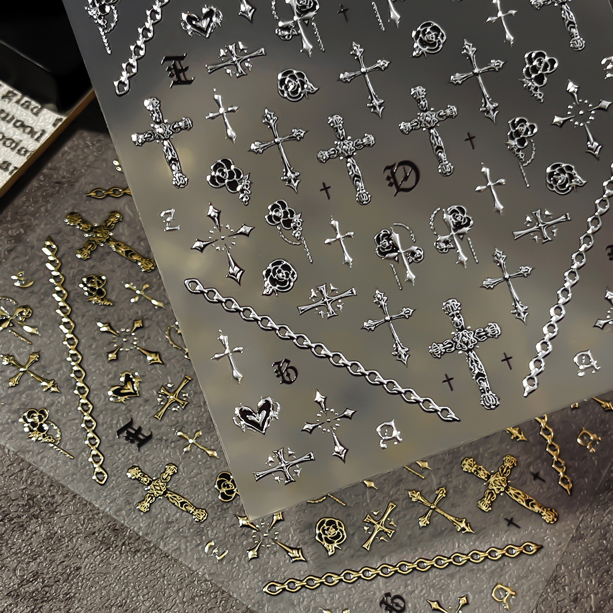 Metal Wind Cross Nail Art Stic - Resin Art With Rose ulasan dan harga