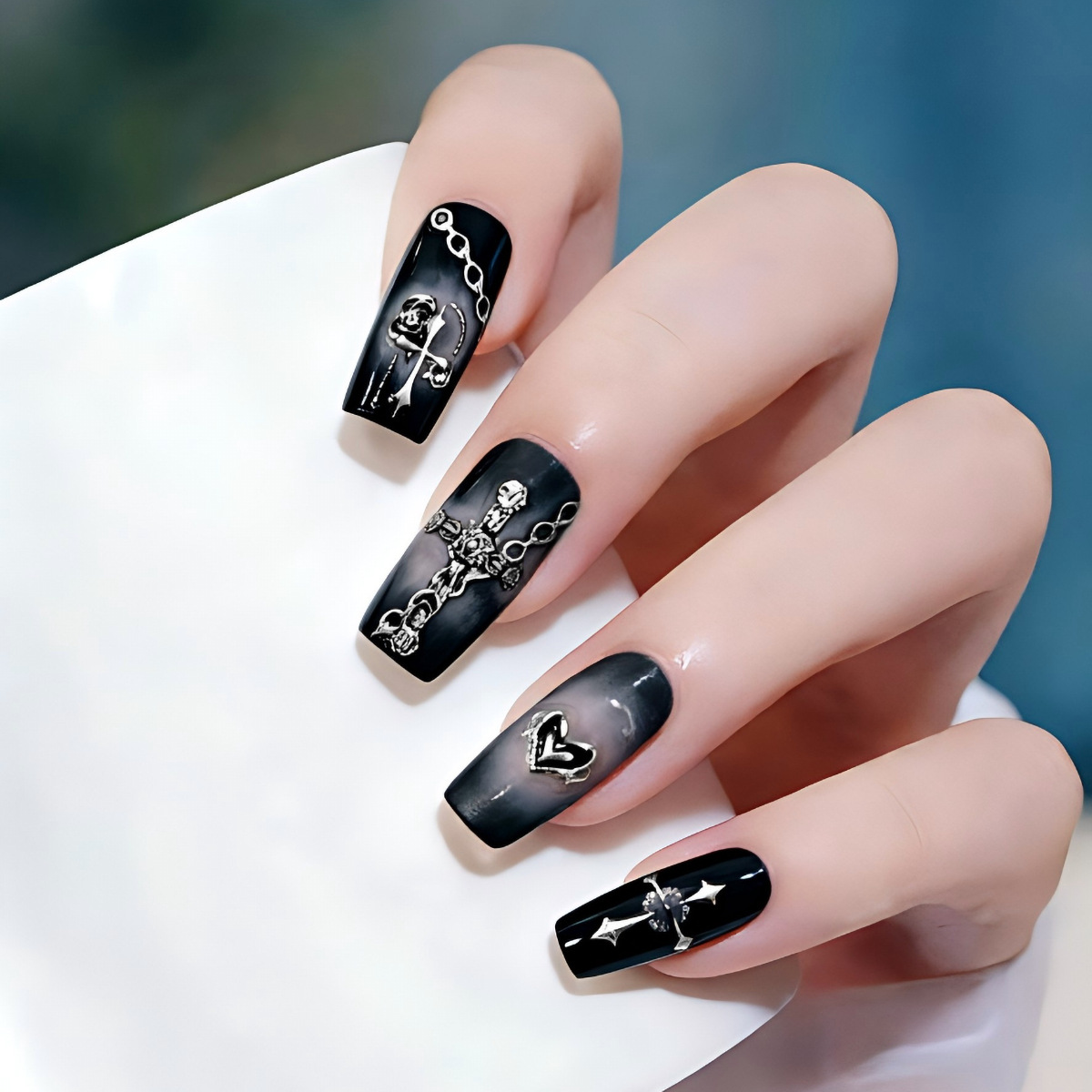Metal Wind Cross Nail Art Stic - Resin Art With Rose ulasan dan harga