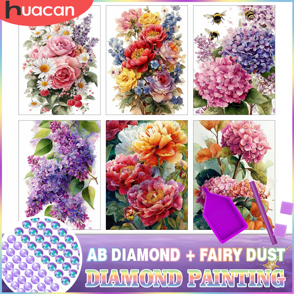 HUACAN Diamond Painting Kit Fl - Resin Art With Rose ulasan dan harga