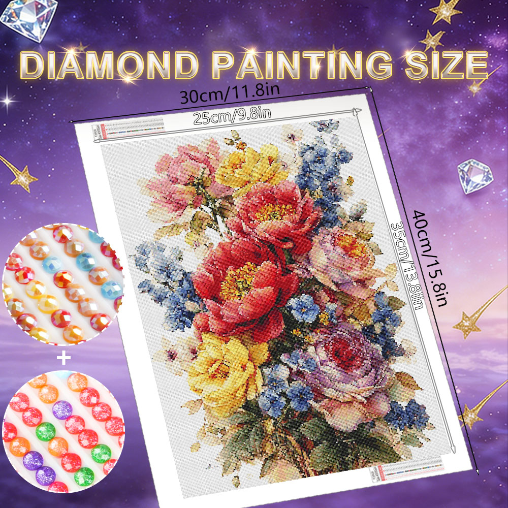 HUACAN Diamond Painting Kit Fl - Resin Art With Rose ulasan dan harga
