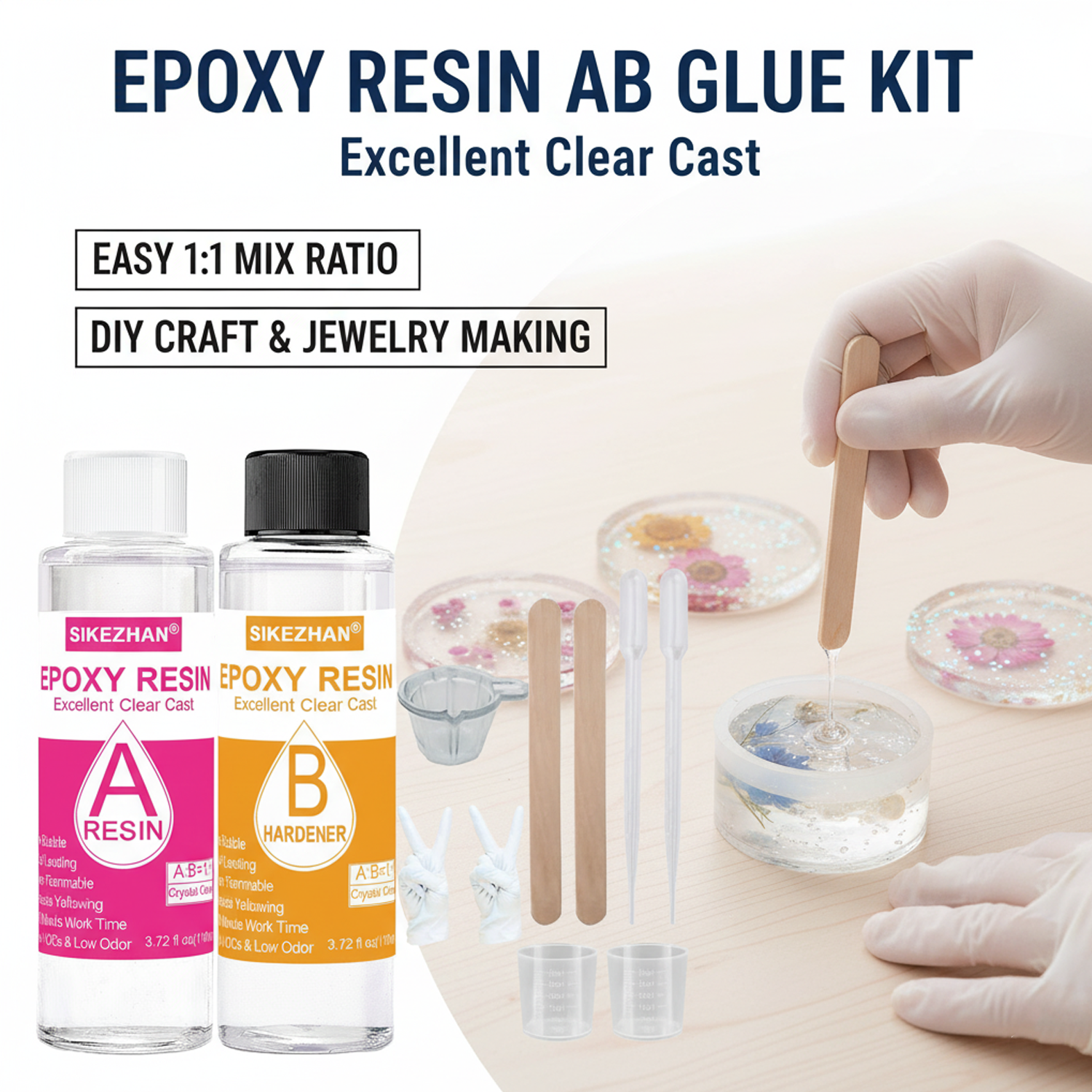 SIKEZHAN Epoxy Resin Kit Cryst - Resin Art Ratio ulasan dan harga