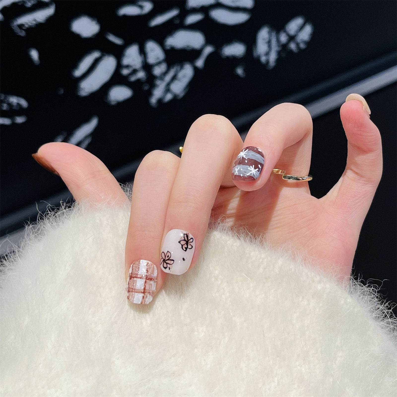 10Pcs Fake Nails Short Square  - Resin Art Use ulasan dan harga