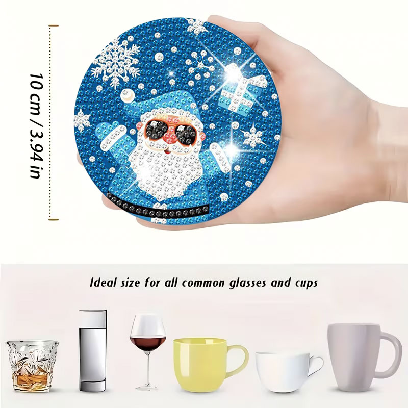 8PCS Winter Christmas Diamond  - Resin Art Coasters ulasan dan harga