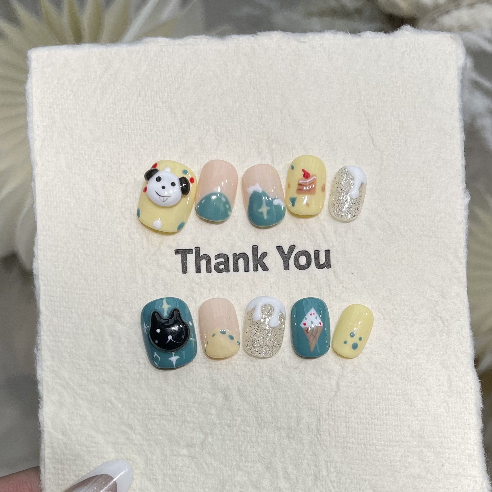10Pcs Handmade Press On Nails  - Resin Art Design ulasan dan harga
