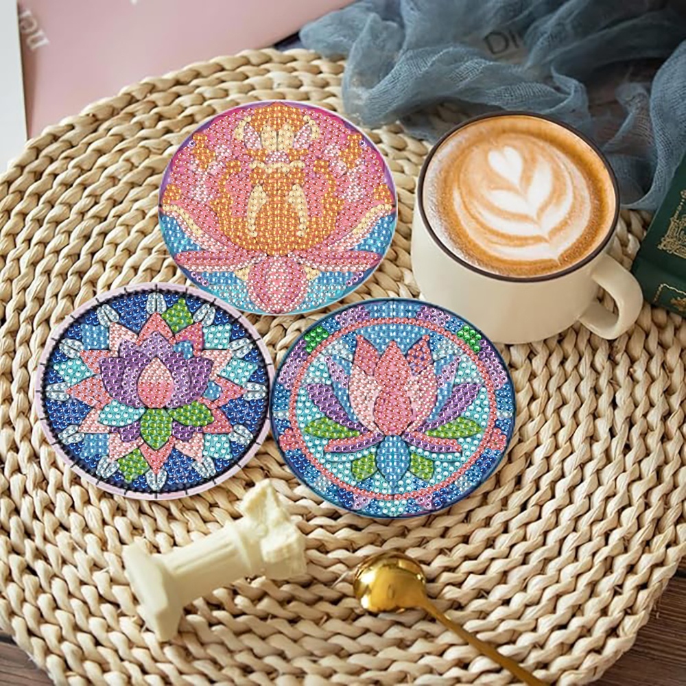 8 pieces/set of diamond art pa - Resin Art Coasters ulasan dan harga